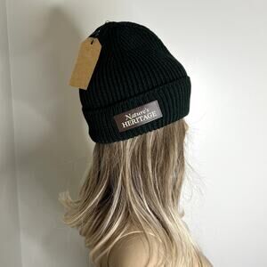 Nature's Heritage Green Knit Beanie Hat